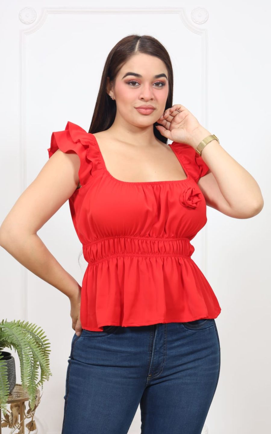 BLUSA ROJA HOMBROS | DELFIN ROSA