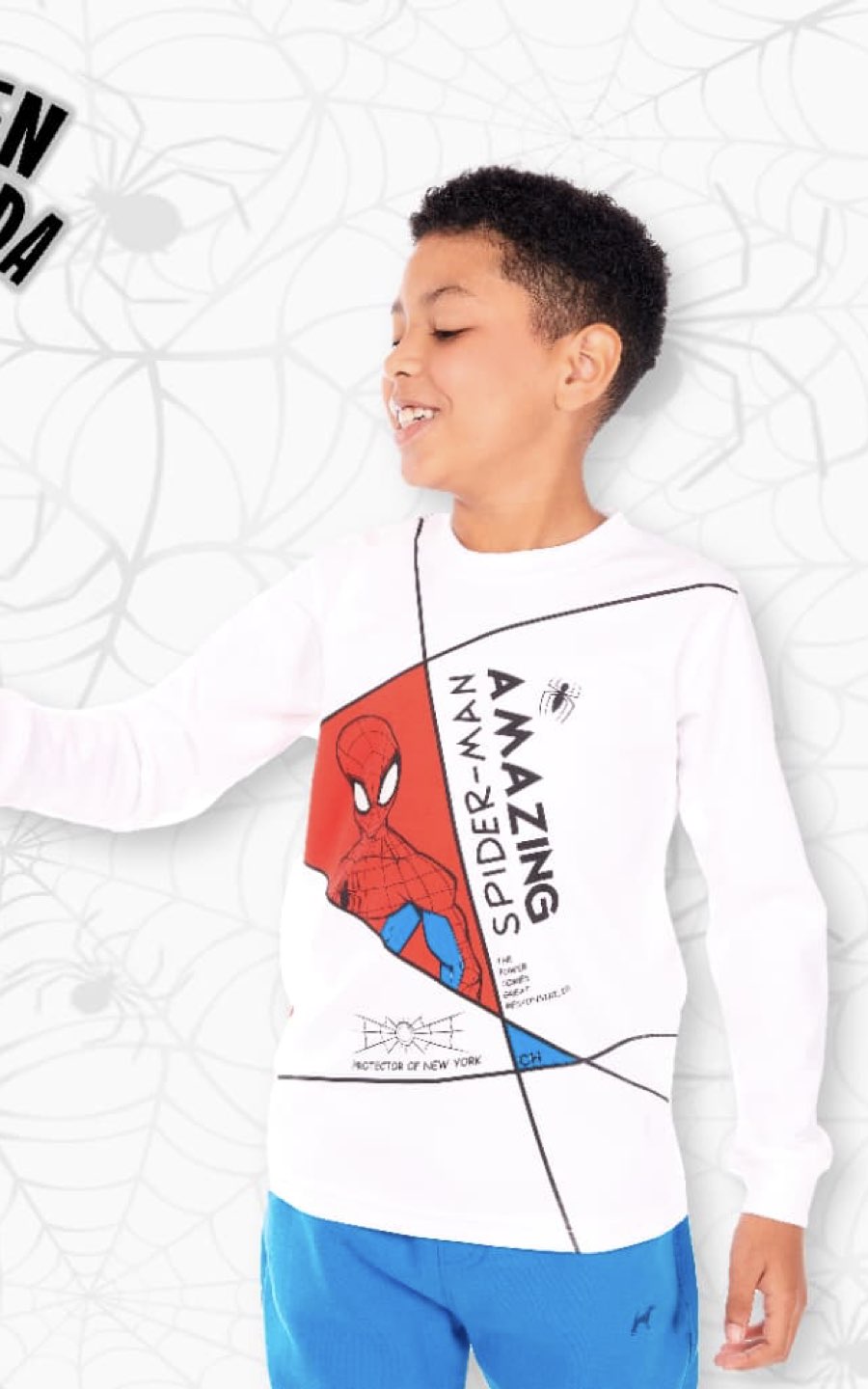 POLO MANGA LARGA BLANCO SPIDERMAN | CHUPETIN