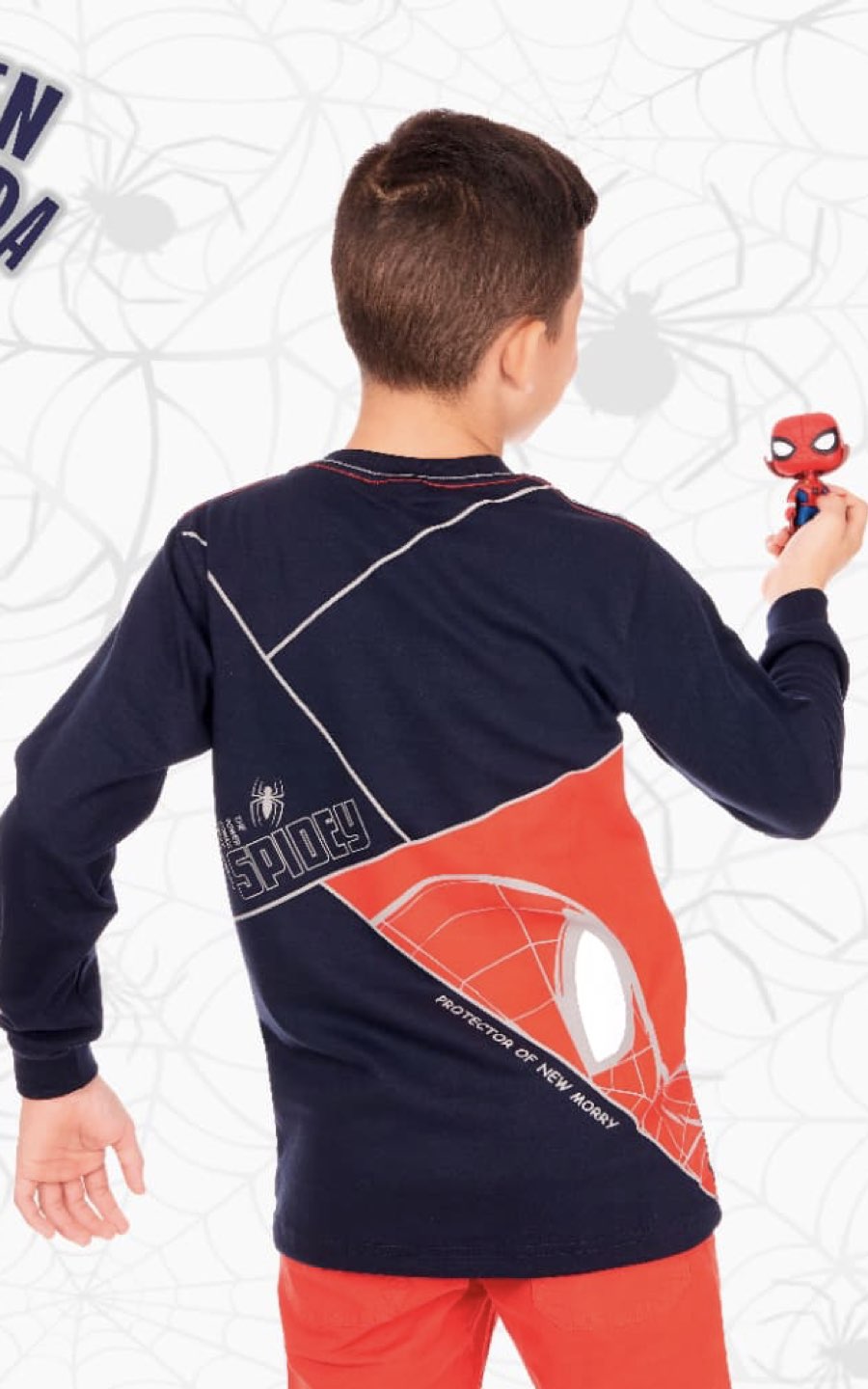 POLO MANGA LARGA NEGRO SPIDERMAN | CHUPETIN