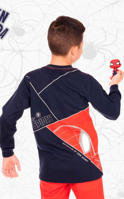 POLO MANGA LARGA NEGRO SPIDERMAN | CHUPETIN