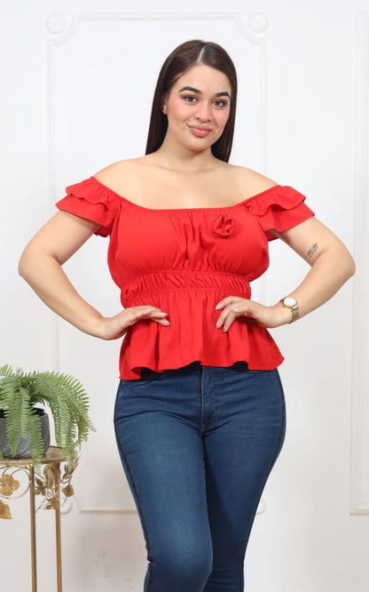 BLUSA ROJA HOMBROS | DELFIN ROSA
