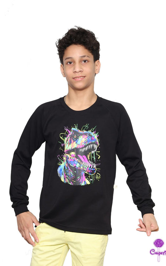 POLO DINOSAURIO NEGRO NEON | CHUPETIN