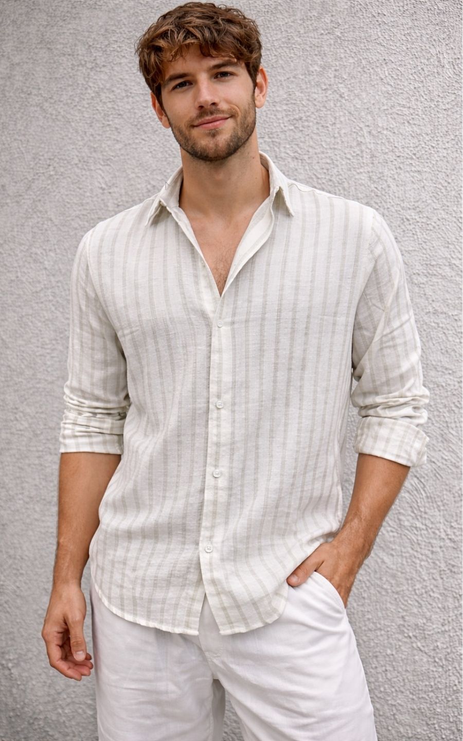CAMISA LINO ITALIANO BLANCO | GARETTO COLLECTION