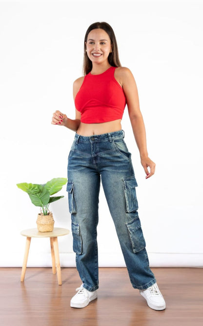 PANTALON JEANS CARGO | FAVI JEANS