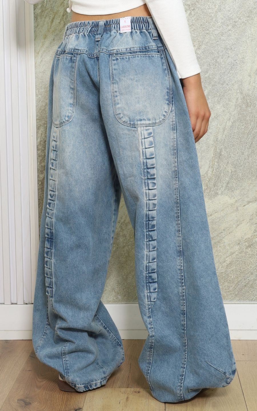 PANTALON ANCHO CELESTE GRAFITO | GARIS GARISITAS
