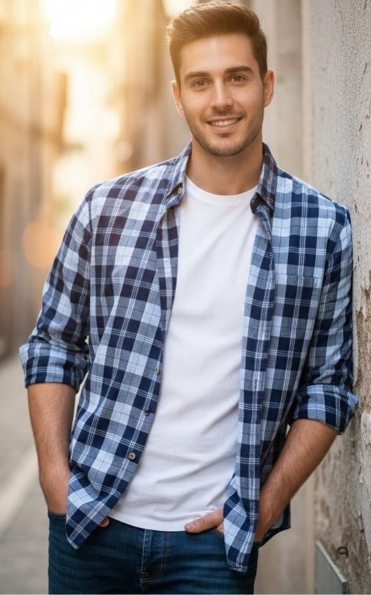 CAMISA LEÑADOR CELESTE | GARETTO COLLECTION