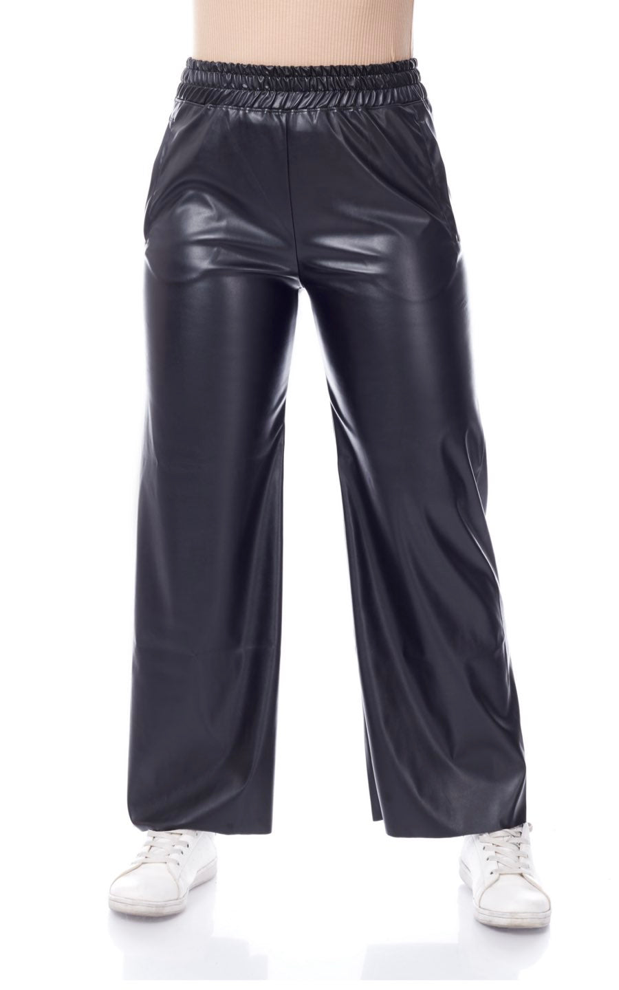 PANTALON TIPO CUERINA NEGRO | BOOM