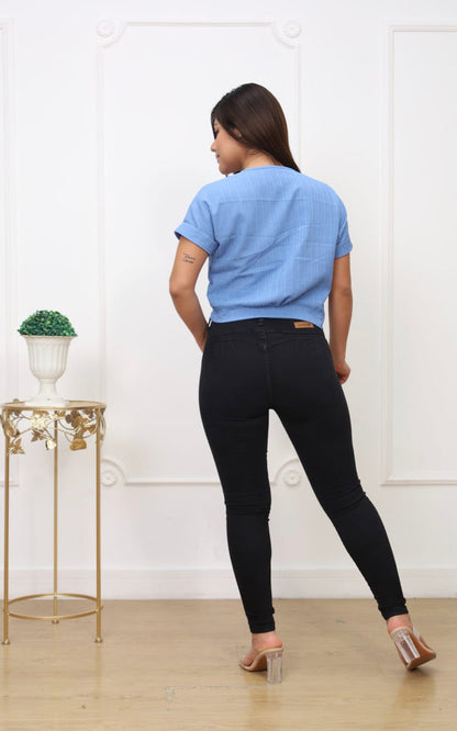 BLUSA CELESTE LAZO | DELFIN ROSA