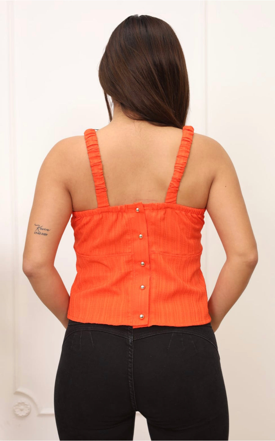 BLUSA NARANJA TIRA | DELFIN ROSA