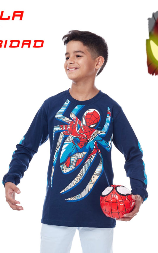 POLO MANGA LARGA SPIDERMAN AZUL | CHUPETIN