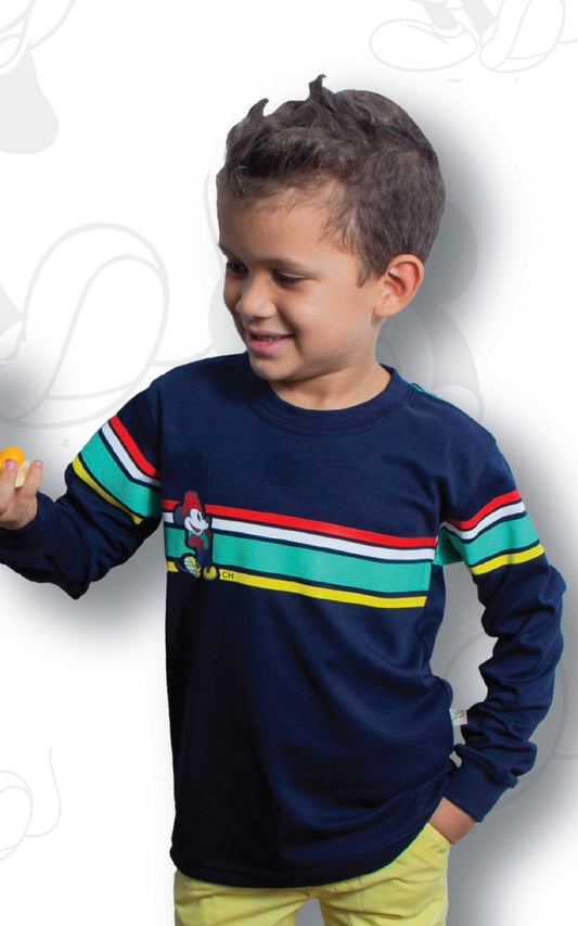 POLO MANGA LARGA RAYAS MICKEY | CHUPETIN